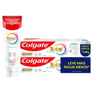 Kit Creme Dental Colgate Total Prevenção Ativa Original Mint 140G 2 Unidades