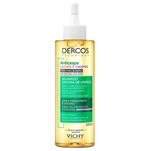 Shampoo Espuma De Limpeza Dercos Vichy Anticaspa Cabelos Cacheados E Crespos 200Ml