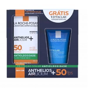 Protetor Solar Facial La Roche-Posay Anthelios Airlicium Antioleosidade Fps50 Sem Cor 40G+Gel Effaclar Concentrado 50G Kit  