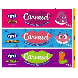 Gel Dental Carmed Fini Com Flúor Kit 3 Sabores 70G