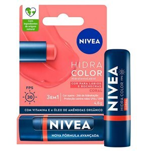 Hidratante Labial Nivea Hidra Color 3 Em 1 Coral Fps30 4,8G