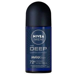 Desodorante Antitranspirante Roll-On Nivea Men Deep Carvão Ativado Original 50Ml