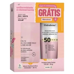 Sérum Facial Multicorretivo Clareador + Protetor Solar Textura Ultraleve Fps50 Hidrabene 30Ml + 50G