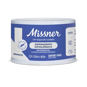 Esparadrapo Branco Hipoalérgico Impermeável Missner 2,5Cm X 4,5Cm