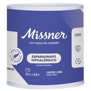 Esparadrapo Branco Hipoalérgico Impermeável Missner 5Cm X 4,5Cm