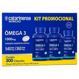 Kit Ômega 3 1000Mg Catarinense 240 Cápsulas Grátis 60 Cápsulas