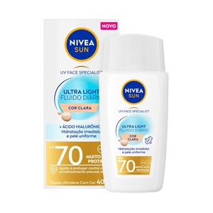 Protetor Solar Facial Nivea Sun Ultra Light Fluido Diário Cor Clara Fps70 40Ml
