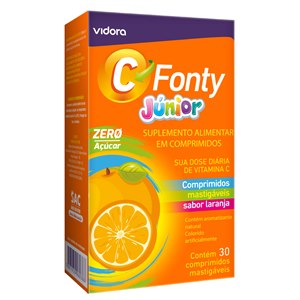 Vitamina C - Cfonty Júnior 30Mg Vidora Sabor Laranja 30 Comprimidos Mastigáveis
