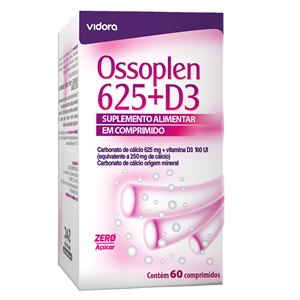 Cálcio + Vitamina D - Ossoplen 625Mg Vidora 60 Comprimidos