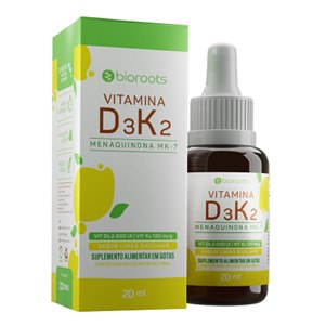 Vitamina D3k2 2.000Ui+120Mcg Limão Siciliano Bioroots 20Ml