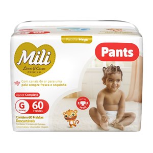 Fralda Mili Love&Care Premium Pants Mega G 60 Unidades