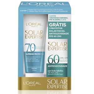 Protetor Solar L'oréal Solar Expertise Supreme Protect 4 Fps70 200Ml + Solar Expertise Facial Antioleosidade Fps60 25G