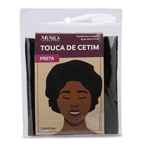 Touca De Cetim Munila Anti Frizz Preta
