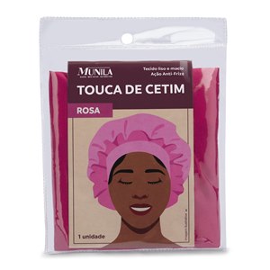 Touca De Cetim Munila Anti Frizz Rosa