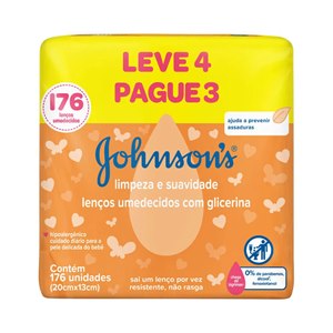 Lenços Umedecidos Johnsons Baby Limpeza E Suavidade 192 Unidades