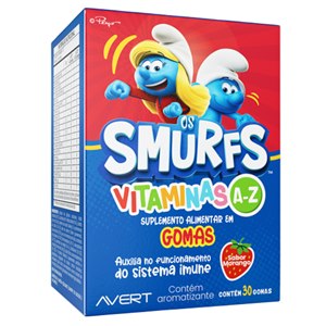 Polivitamínico Infantil Os Smurfs A-Z Sabor Morango 30 Gomas