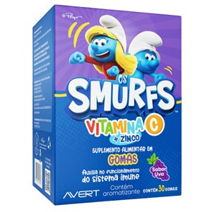 Polivitamínico Infantil Os Smurfs C+Zinco Sabor Uva 30 Gomas