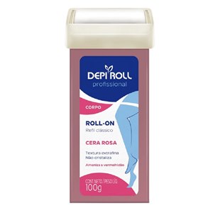 Cera Depilatória Depiroll Corporal Rosa Refil Roll-On 100G