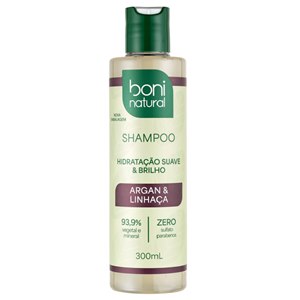 Shampoo Boni Natural Vegano Argan E Linhaça 300Ml