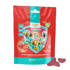 Vitamina C + D + Zinco C-Triple Kids Sabor Morango 30 Gomas