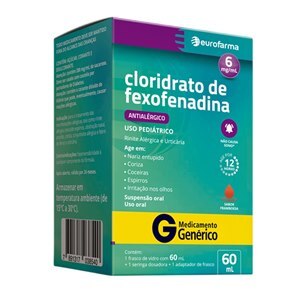 Fexofenadina 6Mg/Ml Suspensão Oral 60Ml - Eurofarma - Genérico (Allegra)