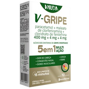Paracetamol + Clorfeniramina + Fenilefrina - V-Gripe Valda 10 Cápsulas