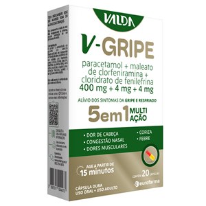 Paracetamol + Clorfeniramina + Fenilefrina - V-Gripe Valda 20 Cápsulas