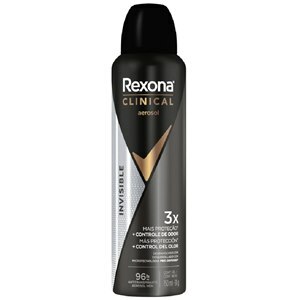 Desodorante Antitranspirante Aerosol Rexona Clinical Masculino Invisible 150ml