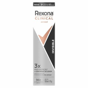 Desodorante Antitranspirante Aerosol Rexona Clinical Feminino Invisible 150Ml