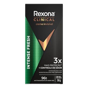 Desodorante Antitranspirante Creme Invisível Rexona Clinical Masculino Intense Fresh 58G