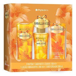 Kit Phytoderm Vanilla Kiss Deo Colônia Body Splash 200Ml + Loção Hidratante 200Ml + Sabonete Líquido 100Ml