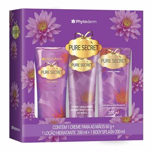 Kit Phytoderm Pure Secret Deo Colônia Body Splash 200Ml + Loção Hidratante 200Ml + Creme Para Mãos 60G