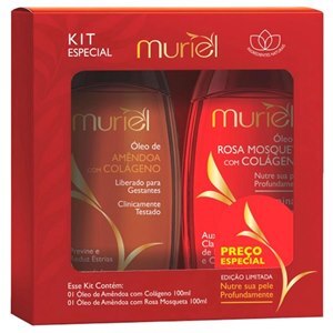 Kit Óleo Corporal Muriel Amêndoas Com Colágeno 100Ml + Rosa Mosqueta 100Ml