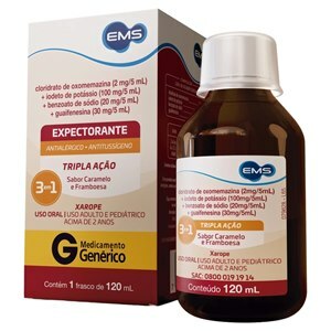 Oxomemazina + Iodeto De Potássio + Benzoato De Sódio + Guaifenesina 2/100/20/30Mg/5Ml Xarope 120Ml - Ems - Genérico (Expec)