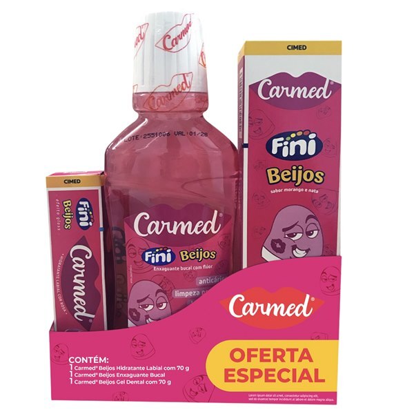 Carmed Kit Oral Fini Beijos Enxaguante Bucal 250ml + Gel Dental