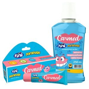 Carmed Kit Oral Fini Dentadura Enxaguante Bucal 250Ml + Gel Dental 70G + Hidratante Labial 10G