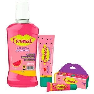 Carmed Kit Oral Melancia Enxaguante Bucal 250Ml + Gel Dental 70G + Hidratante Labial 10G
