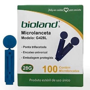 Microlanceta Descartável 28G G-428L Bioland 100 Unidades