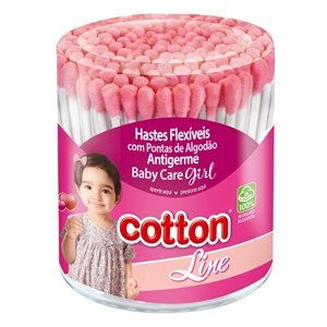 Hastes Flexíveis Cotton Line Baby Girl Pote 150 Unidades