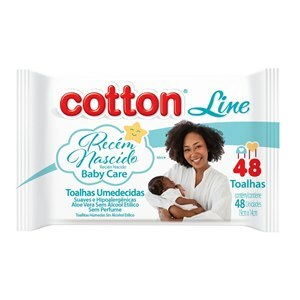 Toalhas Umedecidas Cotton Line Recém Nascido 48 Unidades