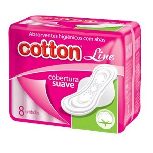 Absorvente Cotton Line Suave Com Abas 8 Unidades