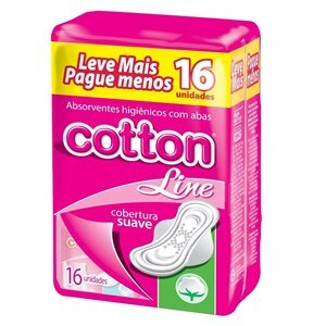 Absorvente Cotton Line Suave Com Abas 16 Unidades