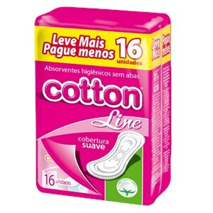 Absorvente Cotton Line Suave Sem Abas 16 Unidades