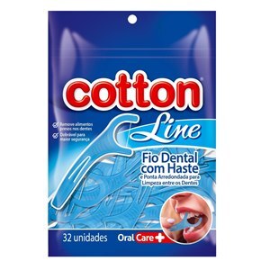 Fio Dental Com Hastes Cotton Line Refil 32 Unidades