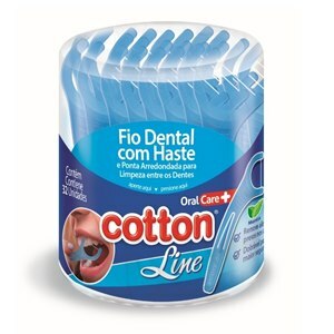 Fio Dental Com Hastes Cotton Line Menta Pote 32 Unidades