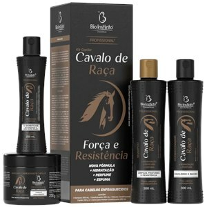 Shampoo 300Ml + Condicionador 300Ml + Máscara 250G + Creme De Pentear 200Ml Kit Cavalo De Raça 