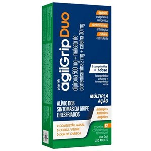 Dipirona + Clorfeniramina + Cafeína - Agiigrip Duo 500/2/30Mg 12 Comprimidos