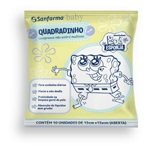 Compressa Quadradinho Bob Esponja Sanfarma Baby 10 Unidades