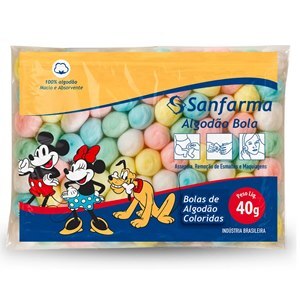 Algodão Bolas Coloridas Mickey Sanfarma 40G
