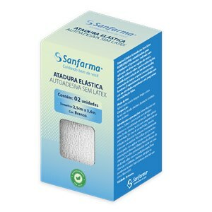 Atadura Elástica Autoadesiva Sem Látex Biodegradável 2,5Cm X 3,6M Branco Sanfarma 2 Unidades